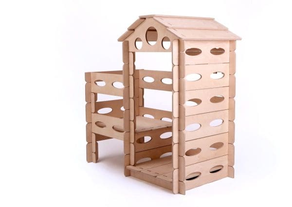 Houten speelhuis set naturel KateHaa - Afbeelding 2