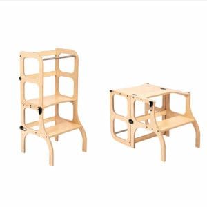 Leertoren step 'n sit berken met zwarte clips